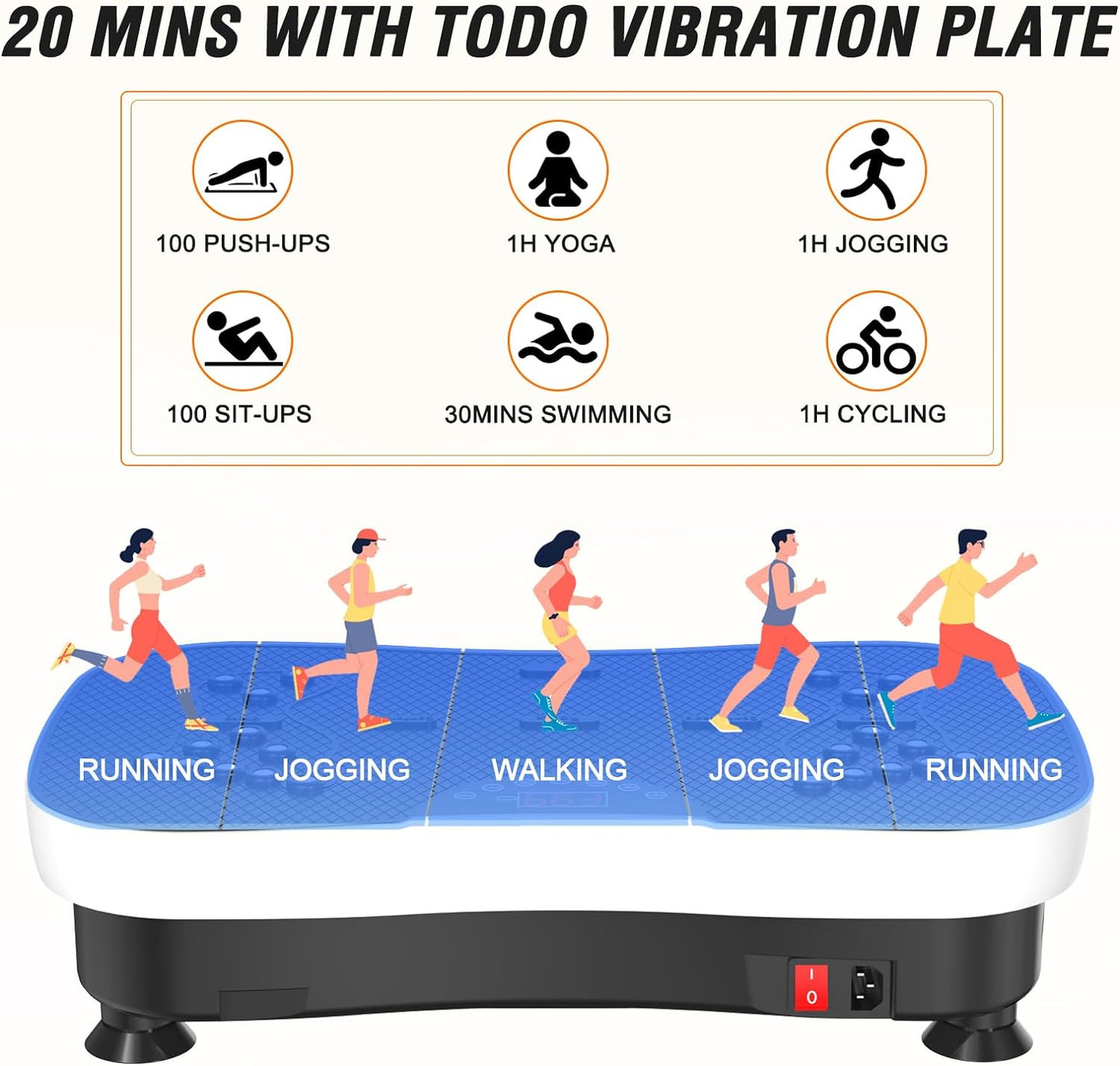 Vibration Plate Exercise Machine Whole Body Vibration Machine with Remote Control for Pain Relief, Lymphatic Drainage, Weight Loss(3 Resistance Loops/Resistance Bands)